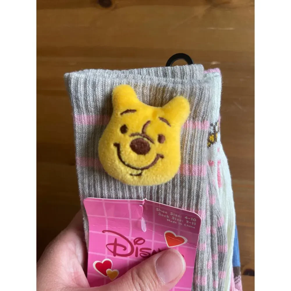 Disney Winnie the Pooh Valentine’s Day Crew Socks 3 Pairs NEW Eeyore Pooh Hearts
